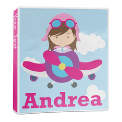 Airplane & Girl Pilot 3-Ring Binder - 1 inch (Personalized)