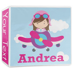 Airplane & Girl Pilot 3-Ring Binder - 3 inch (Personalized)