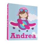 Airplane & Girl Pilot 3 Ring Binder - Full Wrap - 1" (Personalized)