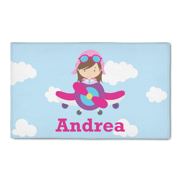 Custom Airplane & Girl Pilot 3' x 5' Patio Rug (Personalized)