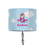 Airplane & Girl Pilot 8" Drum Lamp Shade - Fabric (Personalized)