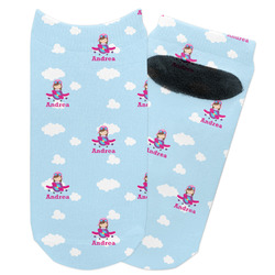 Airplane & Girl Pilot Adult Ankle Socks (Personalized)