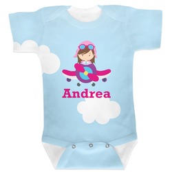 Airplane & Girl Pilot Baby Bodysuit 3-6 (Personalized)
