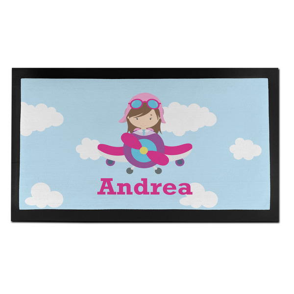 Custom Airplane & Girl Pilot Bar Mat - Small (Personalized)