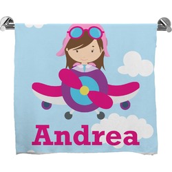 Airplane & Girl Pilot Bath Towel (Personalized)