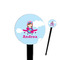 Airplane & Girl Pilot Black Plastic 4" Food Pick - Round - Closeup