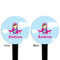 Airplane & Girl Pilot Black Plastic 4" Food Pick - Round - Double Sided - Front & Back