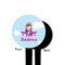 Airplane & Girl Pilot Black Plastic 4" Food Pick - Round - Single Sided - Front & Back