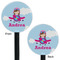 Airplane & Girl Pilot Black Plastic 5.5" Stir Stick - Double Sided - Round - Front & Back