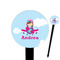 Airplane & Girl Pilot Black Plastic 6" Food Pick - Round - Closeup