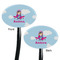 Airplane & Girl Pilot Black Plastic 7" Stir Stick - Double Sided - Oval - Front & Back