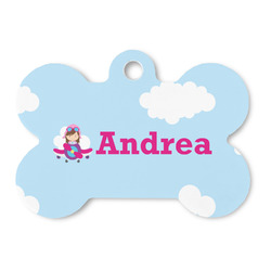 Airplane & Girl Pilot Bone Shaped Dog ID Tag - Large (Personalized)