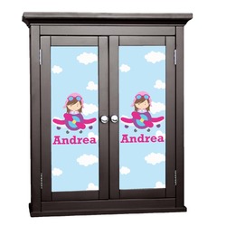 Airplane & Girl Pilot Cabinet Decal - Small (Personalized)