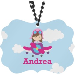 Airplane & Girl Pilot Rear View Mirror Charm (Personalized)