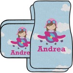 Airplane & Girl Pilot Car Floor Mats Set - 2 Front & 2 Back (Personalized)