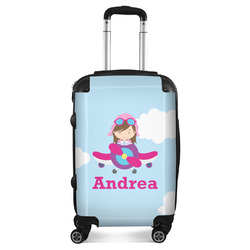 Airplane & Girl Pilot Suitcase - 20" Carry On (Personalized)