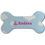 Airplane & Girl Pilot Ceramic Dog Ornament - Front w/ Name or Text