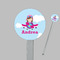 Airplane & Girl Pilot Clear Plastic 7" Stir Stick - Round - Closeup