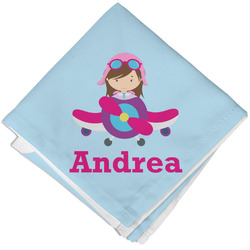 Airplane & Girl Pilot Cloth Napkin w/ Name or Text