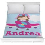 Airplane & Girl Pilot Comforter - Full / Queen (Personalized)