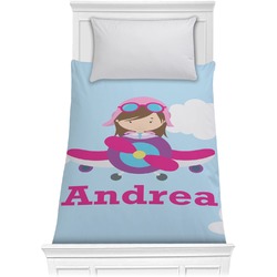 Airplane & Girl Pilot Comforter - Twin (Personalized)