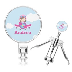 Airplane & Girl Pilot Corkscrew (Personalized)