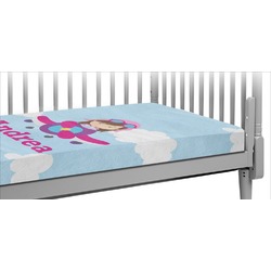 Airplane & Girl Pilot Crib Fitted Sheet (Personalized)
