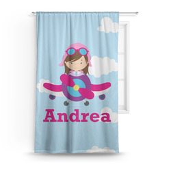 Airplane & Girl Pilot Curtain Panel - Custom Size (Personalized)