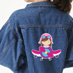 Airplane & Girl Pilot Large Custom Shape Patch - 2XL