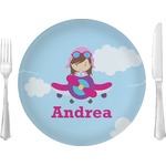 Airplane & Girl Pilot 10" Glass Lunch / Dinner Plates - Single or Set (Personalized)