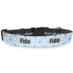 Airplane & Girl Pilot Deluxe Dog Collar - Toy (6" to 8.5") (Personalized)