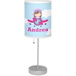 Airplane & Girl Pilot 7" Drum Lamp with Shade Polyester (Personalized)