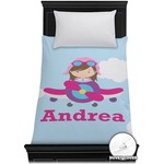 Airplane & Girl Pilot Duvet Cover - Twin (Personalized)