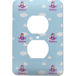 Airplane & Girl Pilot Electric Outlet Plate (Personalized)