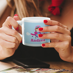 Airplane & Girl Pilot Double Shot Espresso Cup - Single (Personalized)
