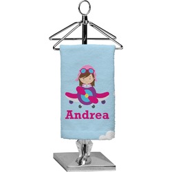 Airplane & Girl Pilot Finger Tip Towel - Full Print (Personalized)