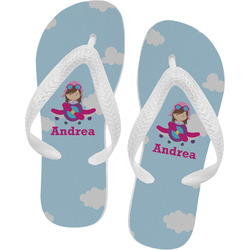 Airplane & Girl Pilot Flip Flops (Personalized)