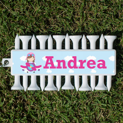 Airplane & Girl Pilot Golf Tees & Ball Markers Set (Personalized)