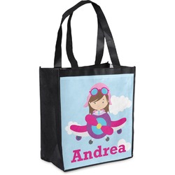 Airplane & Girl Pilot Grocery Bag (Personalized)