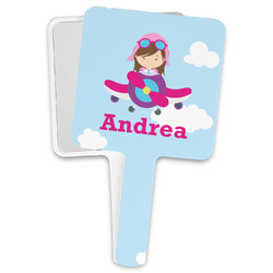 Airplane & Girl Pilot Hand Mirror (Personalized)