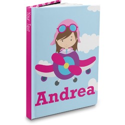 Airplane & Girl Pilot Hardbound Journal - 5.75" x 8" (Personalized)