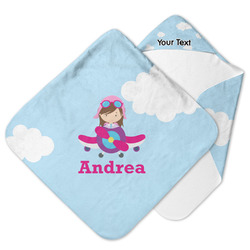 Airplane & Girl Pilot Hooded Baby Towel (Personalized)
