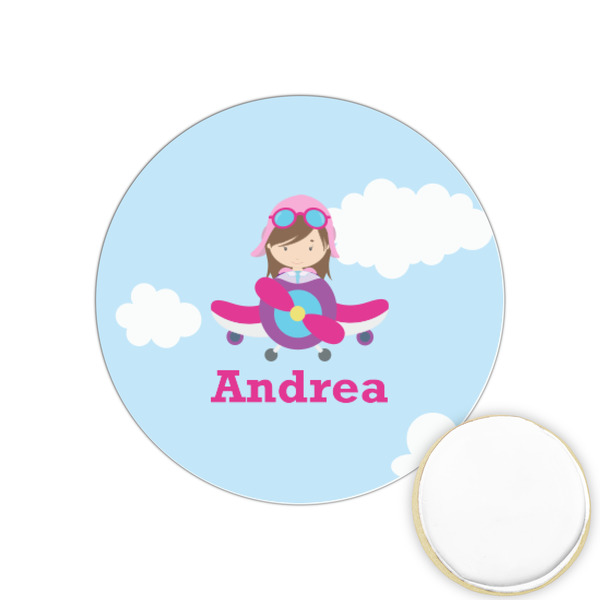 Custom Airplane & Girl Pilot Printed Cookie Topper - 1.25" (Personalized)