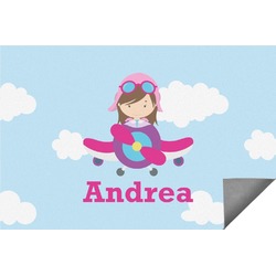 Airplane & Girl Pilot Indoor / Outdoor Rug - 3'x5' (Personalized)