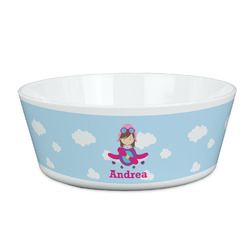 Airplane & Girl Pilot Kid's Bowl (Personalized)