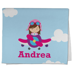 Airplane & Girl Pilot Kitchen Towel - Poly Cotton w/ Name or Text