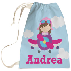 Airplane & Girl Pilot Laundry Bag (Personalized)