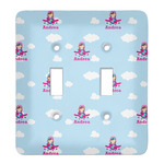 Airplane & Girl Pilot Light Switch Cover (2 Toggle Plate) (Personalized)