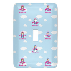 Airplane & Girl Pilot Light Switch Cover (Single Toggle) (Personalized)