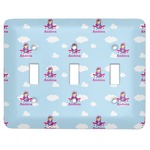 Airplane & Girl Pilot Light Switch Cover (3 Toggle Plate) (Personalized)